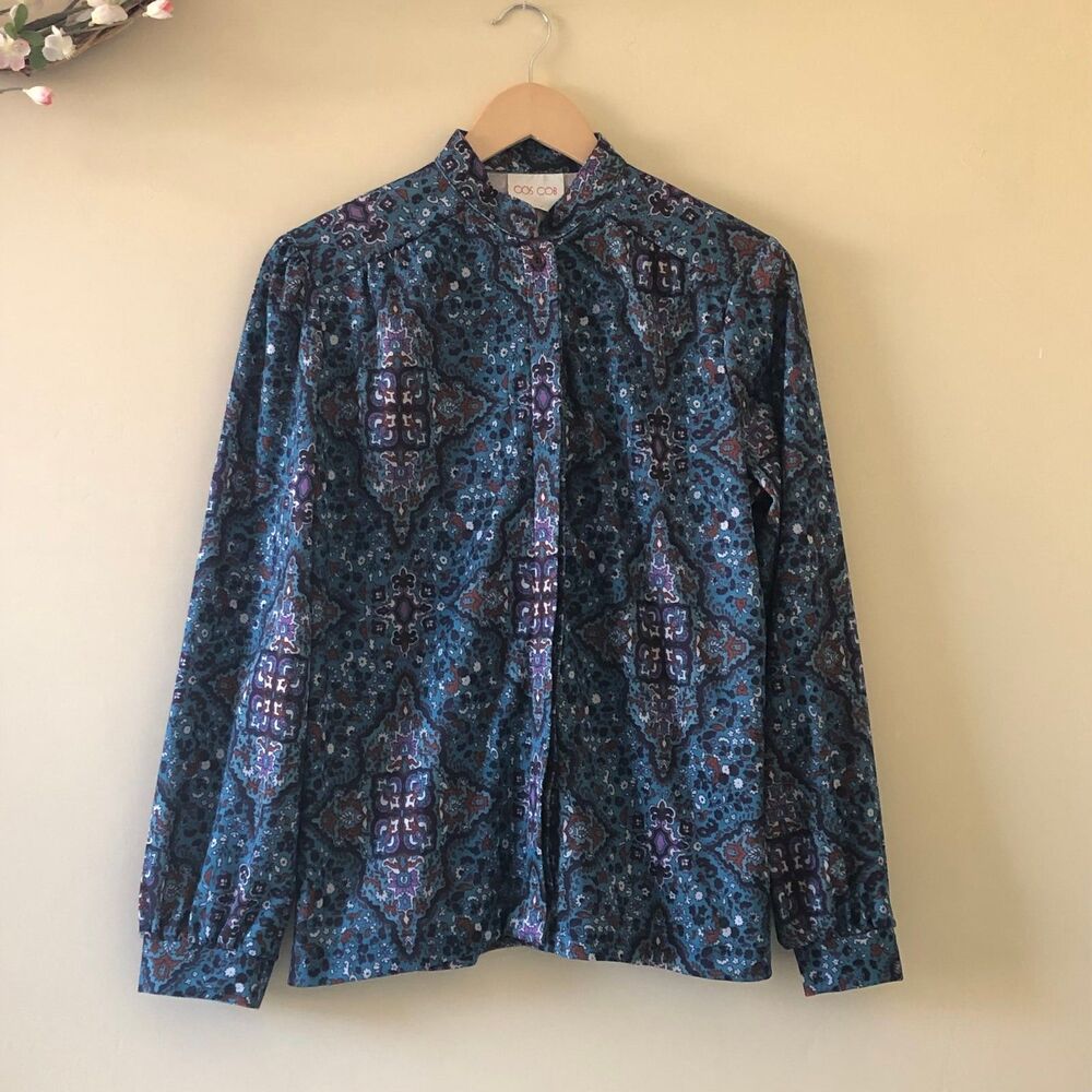 Cos Cob Shirt Button Down Paisley Long Sleeve size 14